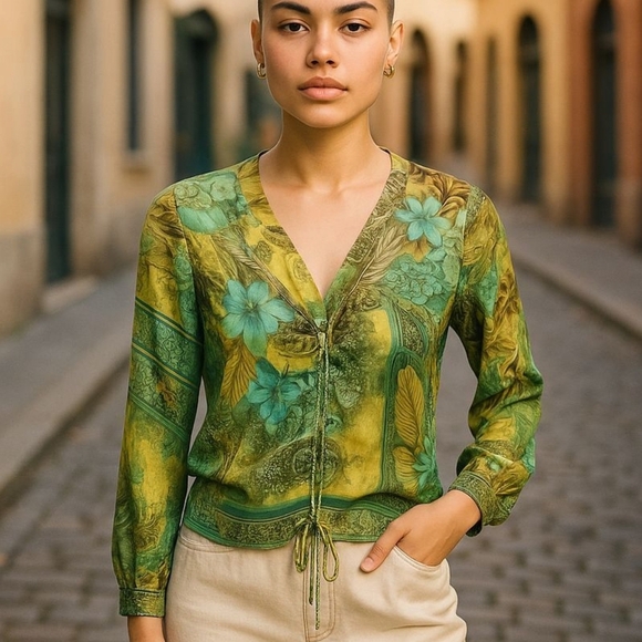Zara Tops - Zara Y2k Sheer Long sleeve blouse. Size Large
